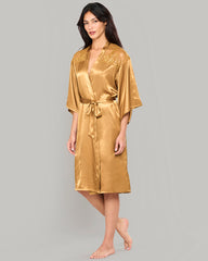 GOLDEN SATIN ROBE WITH PARISIAN LACE INSET – LA SENZA GOLD / S/M