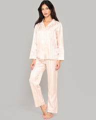 LA SENZA STRIPED SATIN PJ SET IN JACQUARD FINISH IVORY / S