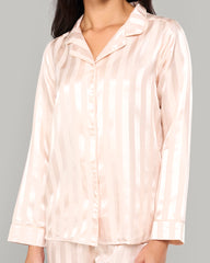 LA SENZA STRIPED SATIN PJ SET IN JACQUARD FINISH IVORY / S