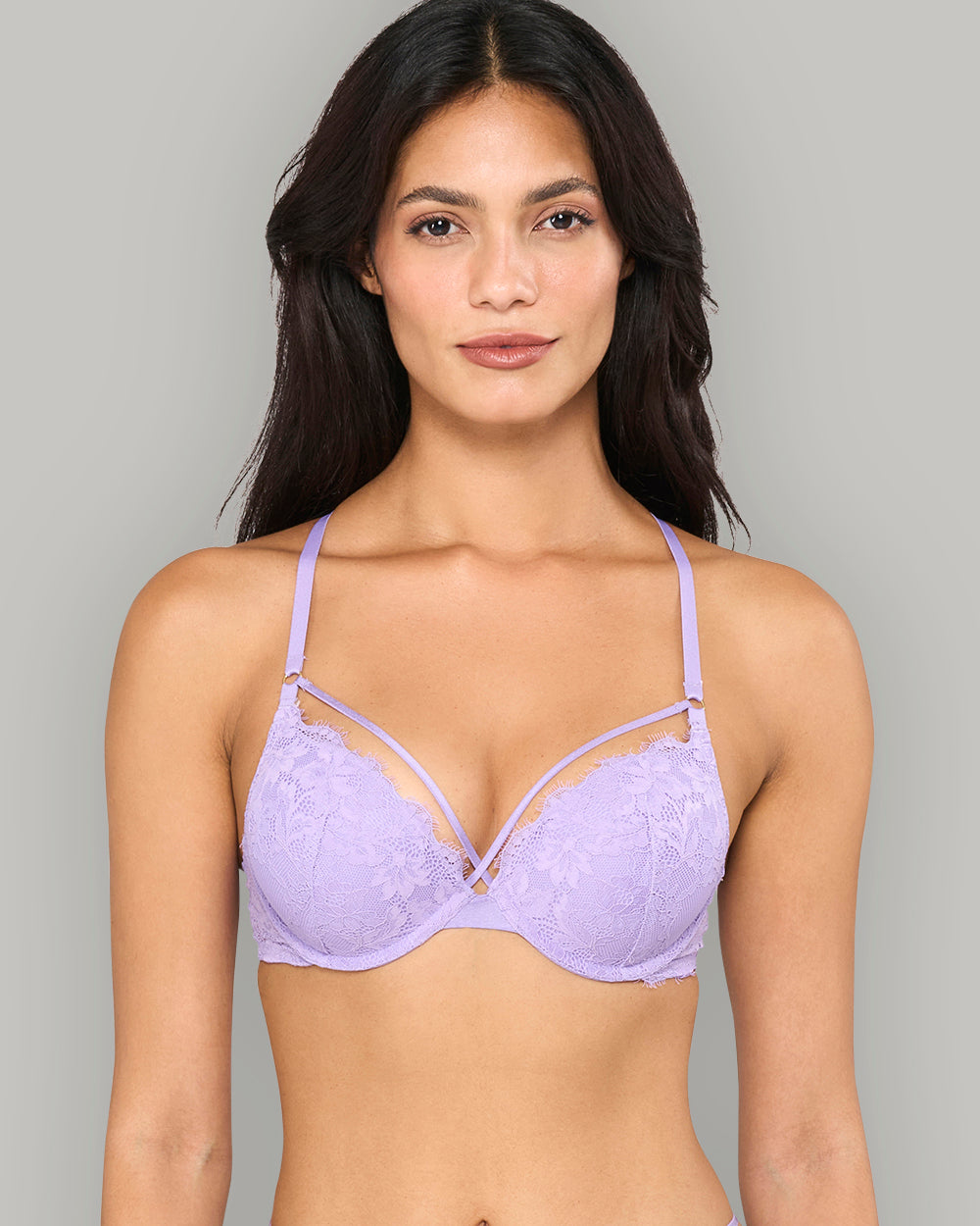 LA SENZA PUSH UP PLUNGE MONTREAL CUPS BONDAGE FT BRA PURPLE / 34B
