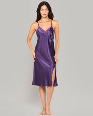 LA SENZA SATIN NIGHT SLIP WITH LACE DETAILING PURPLE / S