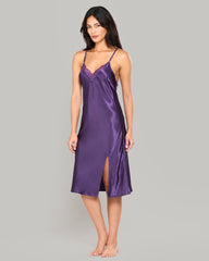 LA SENZA SATIN NIGHT SLIP WITH LACE DETAILING PURPLE / S
