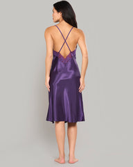 LA SENZA SATIN NIGHT SLIP WITH LACE DETAILING PURPLE / S