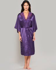 ROYAL PURPLE SATIN ROBE WITH PARISIAN LACE NECKLINE – LA SENZA PURPLE / S/M