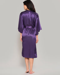 ROYAL PURPLE SATIN ROBE WITH PARISIAN LACE NECKLINE – LA SENZA PURPLE / S/M