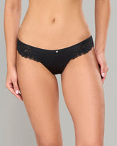 LA SENZA DIVA CHEEKY THONG WITH FABLE LACE LEG DETAIL BLACK / S