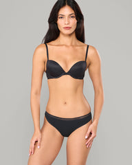 LA SENZA ESSENTIALS THONG WITH ELEMENTAL TRIM DETAILING BLACK / S