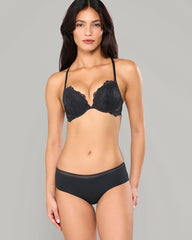 LA SENZA ESSENTIALS HIPSTER WITH ELEMENTAL TRIM BLACK / S