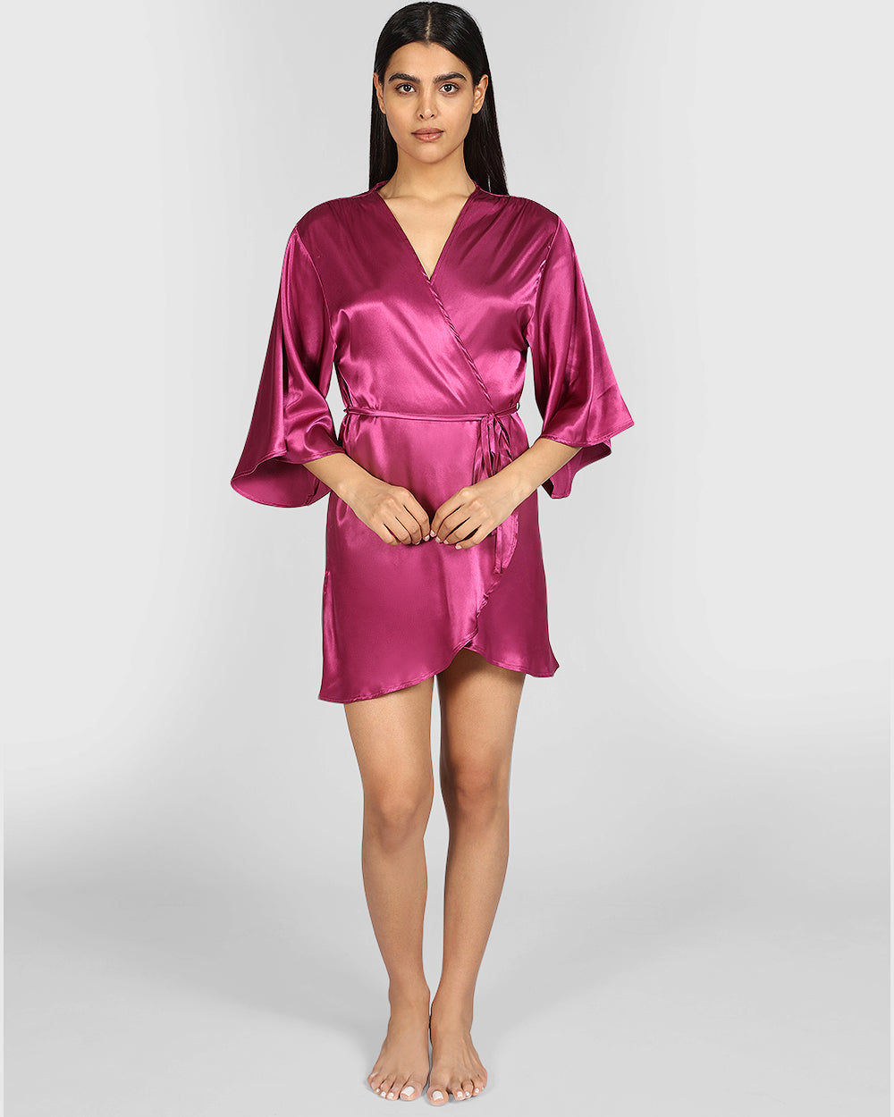 La Senza Sexy Sleep Satin Robe Lingerie ELECTRIC ROUGE / S/M