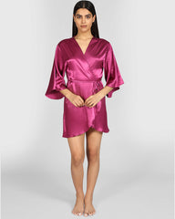 La Senza Sexy Sleep Satin Robe Lingerie ELECTRIC ROUGE / S/M