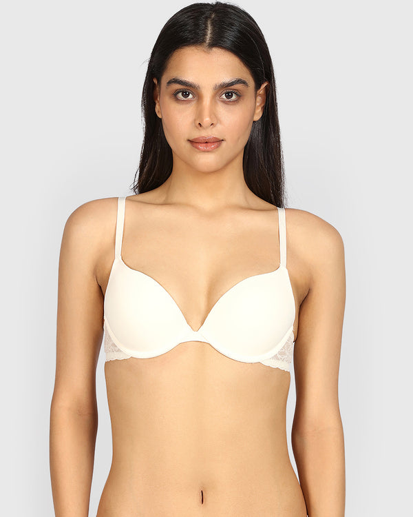 La Senza Obsession Plunge Bra Light Push Up Micro PEARLED IVORY / 34B