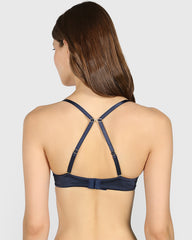 La Senza Double Pushup Plunge Bra Dark Blue / 34B