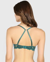 La Senza Double Pushup Plunge Bra Dark Green / 34B