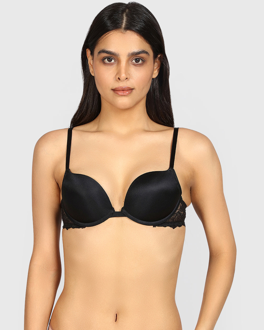 La Senza Beyond Sexy Plunge Gel Padding Micro Bra TUXEDO BLACK / 34B