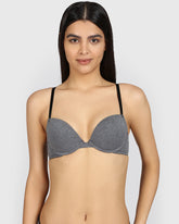 La Senza Remix Plunge Pushup Heather Bra TUXEDO HTR / 34B
