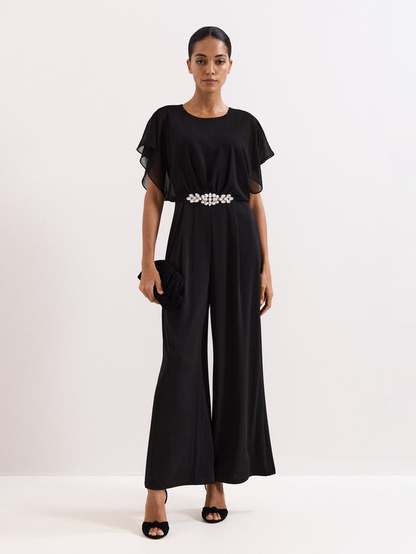 Phase Eight Velma Black Jewelled Belt Jumpsuit