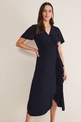 Phase Eight Julissa Navy Frill Wrap Dress