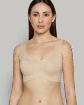 Isla & Evie Beige Crop Top With Removable Pad Bra