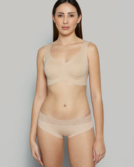 Isla & Evie Beige Crop Top With Removable Pad Bra