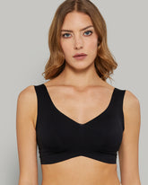 ISLA & EVIE CROP TOP WITH REMOVABLE PAD TRENDY BLACK NO WIRE BRA BLACK BEAUTY / S