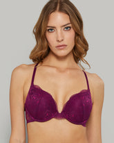 ISLA & EVIE ALL OVER LACE DARK PURPLE DOUBLE PUSHUP BRA DARK PURPLE / 34B