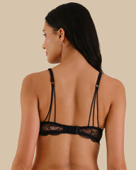Solid with lace wings JET BLACK-LSI / 34B