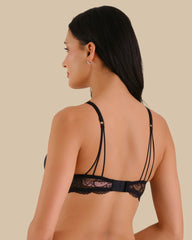 Solid with lace wings JET BLACK-LSI / 34B