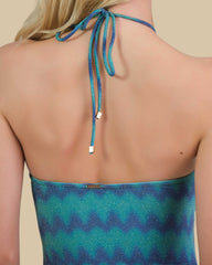 Isla & Evie Zig Zag Print Shimmer Cut Out Swimsuit