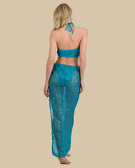 Isla & Evie Sequin Crochet Halter Neck Top