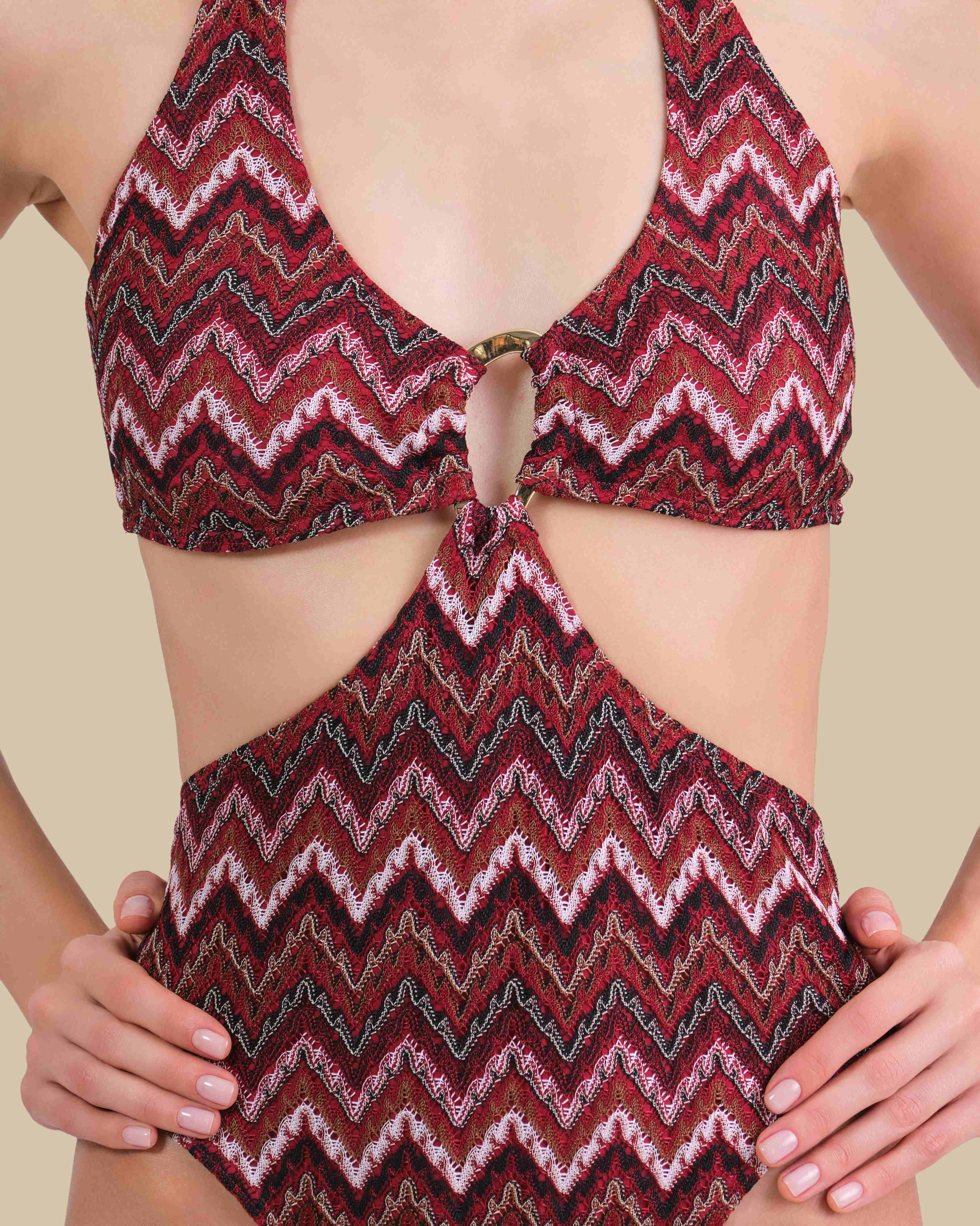 Isla & Evie Zig Zag Print Cut Out Swimsuit Isla & Evie Zig Zag Print Cut Out Swimsuit