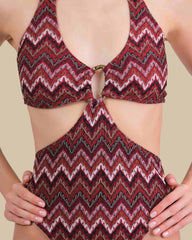 Isla & Evie Zig Zag Print Cut Out Swimsuit