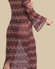 Isla & Evie Zig Zag Print Maxi Kaftan