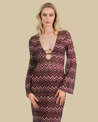 Isla & Evie Zig Zag Print Maxi Kaftan