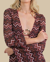 Isla & Evie Zig Zag Print Maxi Kaftan