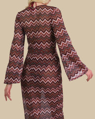 Isla & Evie Zig Zag Print Maxi Kaftan