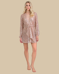 Isla & Evie Sequin Tie Waist Short Robe