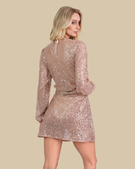 Isla & Evie Sequin Tie Waist Short Robe
