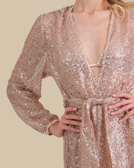 Isla & Evie Sequin Tie Waist Short Robe