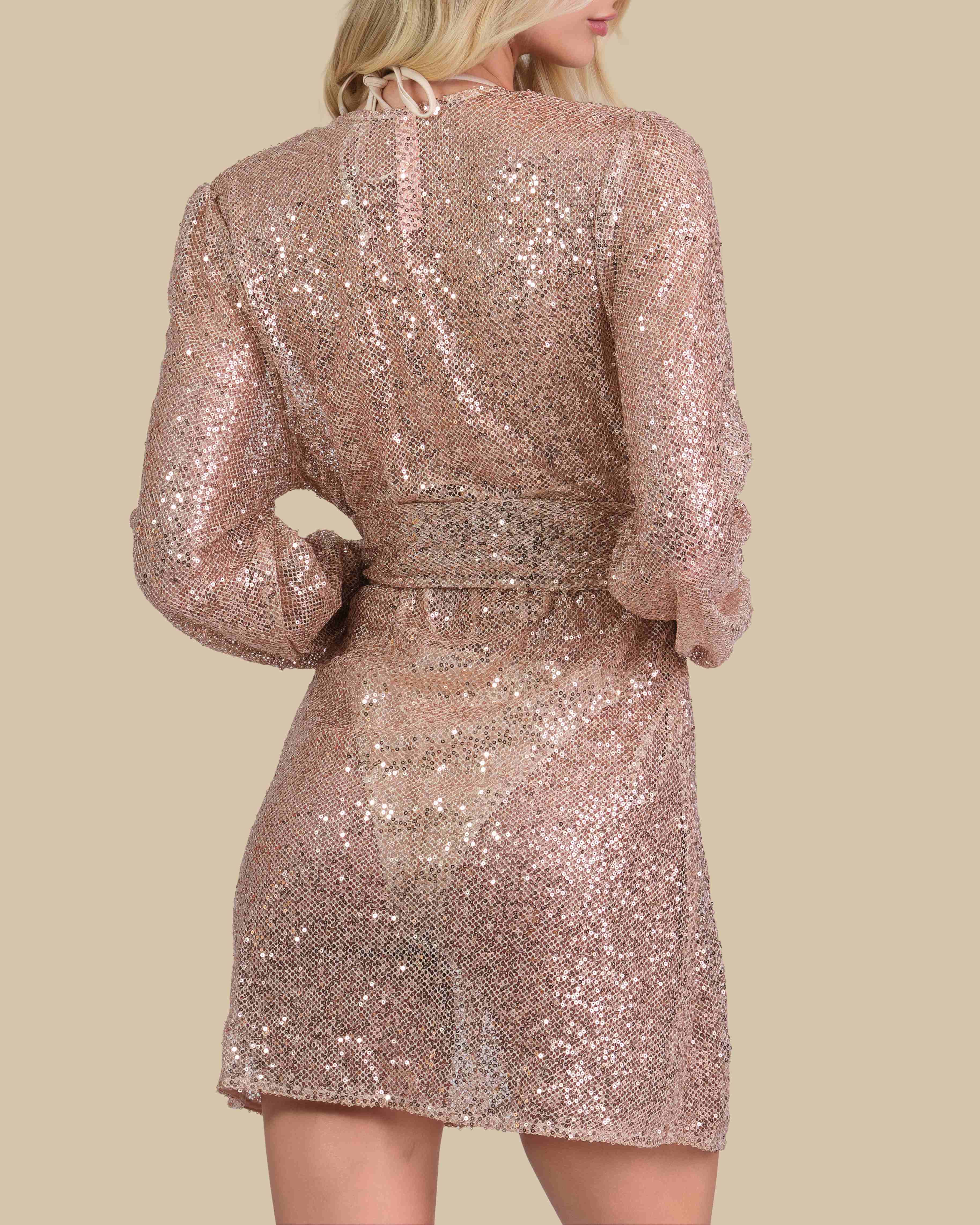Isla & Evie Sequin Tie Waist Short Robe Isla & Evie Sequin Tie Waist Short Robe