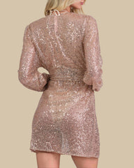 Isla & Evie Sequin Tie Waist Short Robe