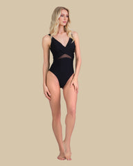 Isla & Evie Cross Front Swimsuit With Mesh Inserts
