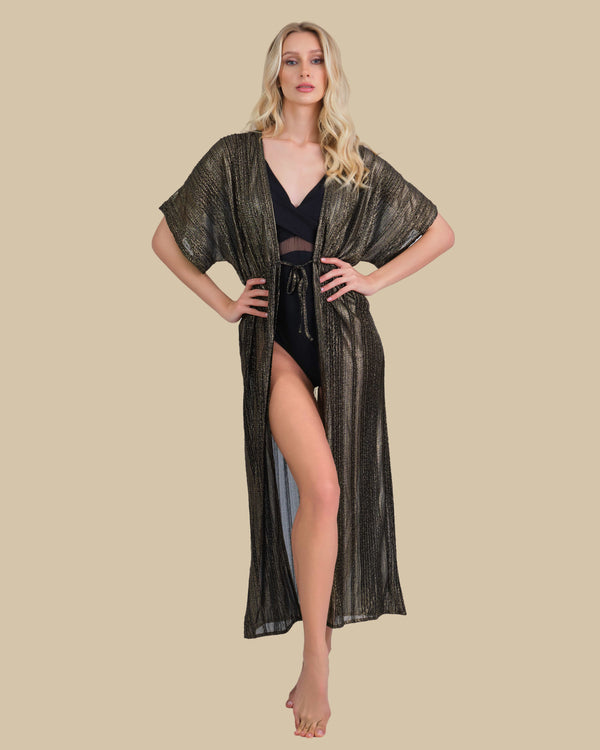 Isla & Evie Metallic Maxi Kaftan