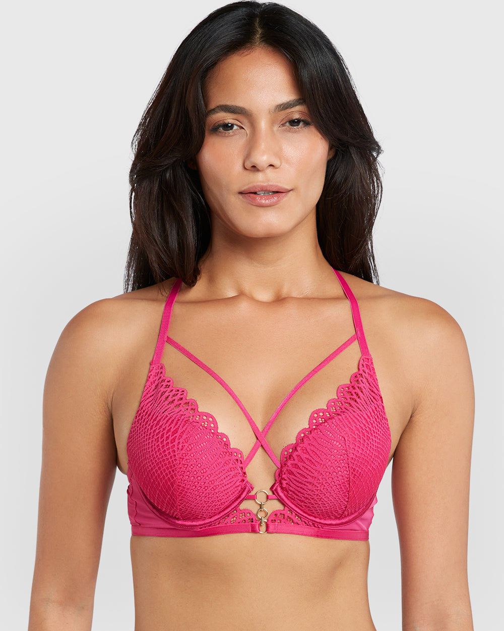 Isla & Evie Beyond Sexy Pushup Plunge Bra Pink / 34B