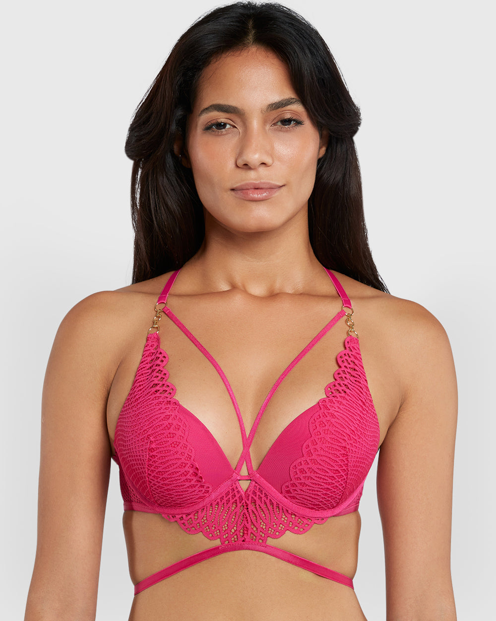 Isla & Evie Hello Sugar Double Pushup Plunge Bra Pink / 34B