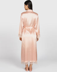 Isla & Evie Sexy Sleep Satin Robe PEACHY KEEN / S
