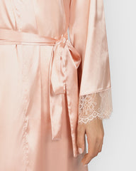 Isla & Evie Sexy Sleep Satin Robe PEACHY KEEN / S