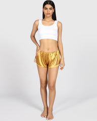 Isla & Evie Sexy Sleep Satin Sleep Shorts GOLD / M