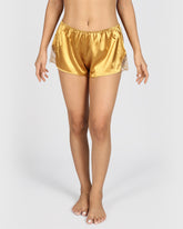 Isla & Evie Sexy Sleep Satin Sleep Shorts GOLD / M