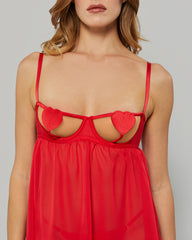 ISLA & EVIE SEXY SLEEP UNCUPPED BABYDOLL RED / S