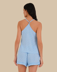 WOMEN'S CAMI WITH SHORT SET BLUE POLKA DOT / S